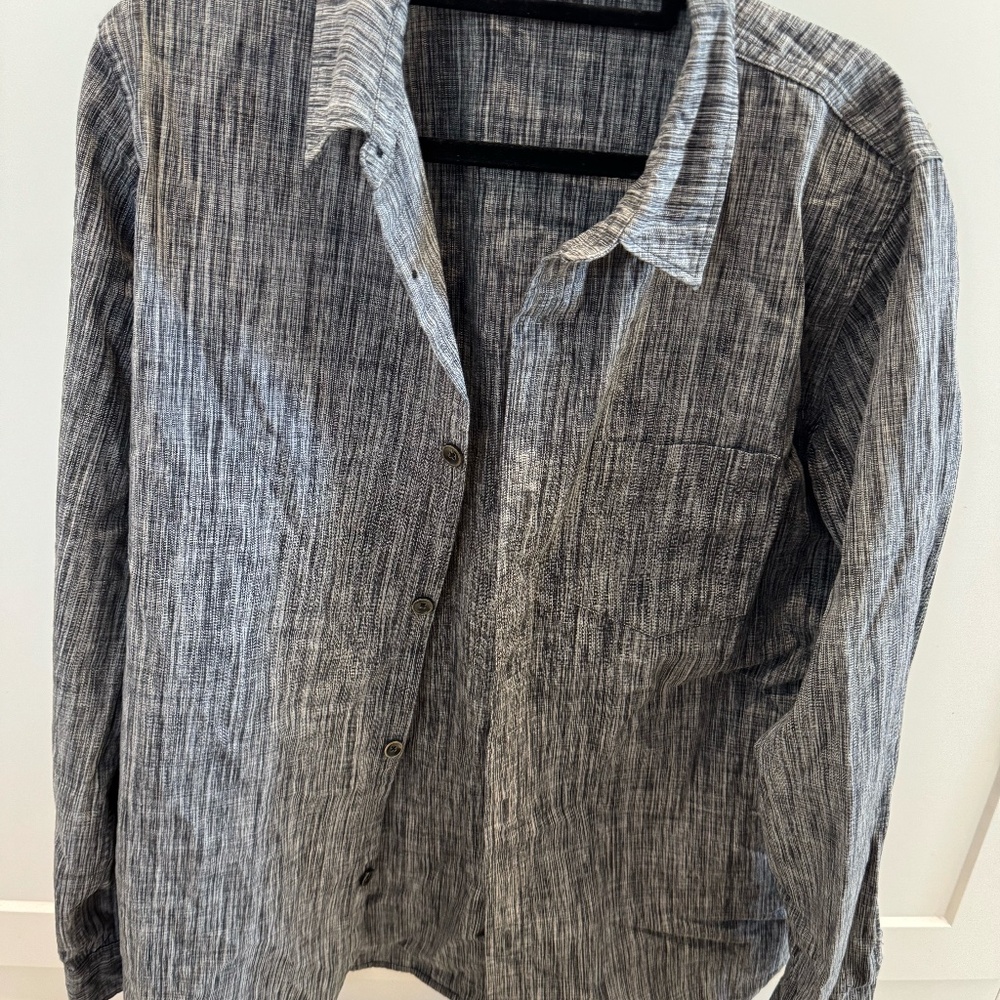 PURE BLUE JAPAN BLACK KASURI CHAMBRAY SHIRT ( LARGE)